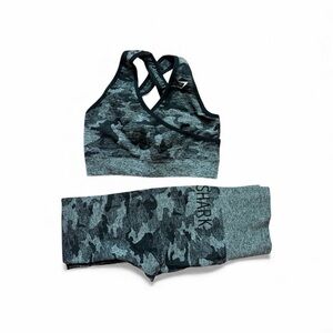 Gymshark Green Camo Sports Set size Small